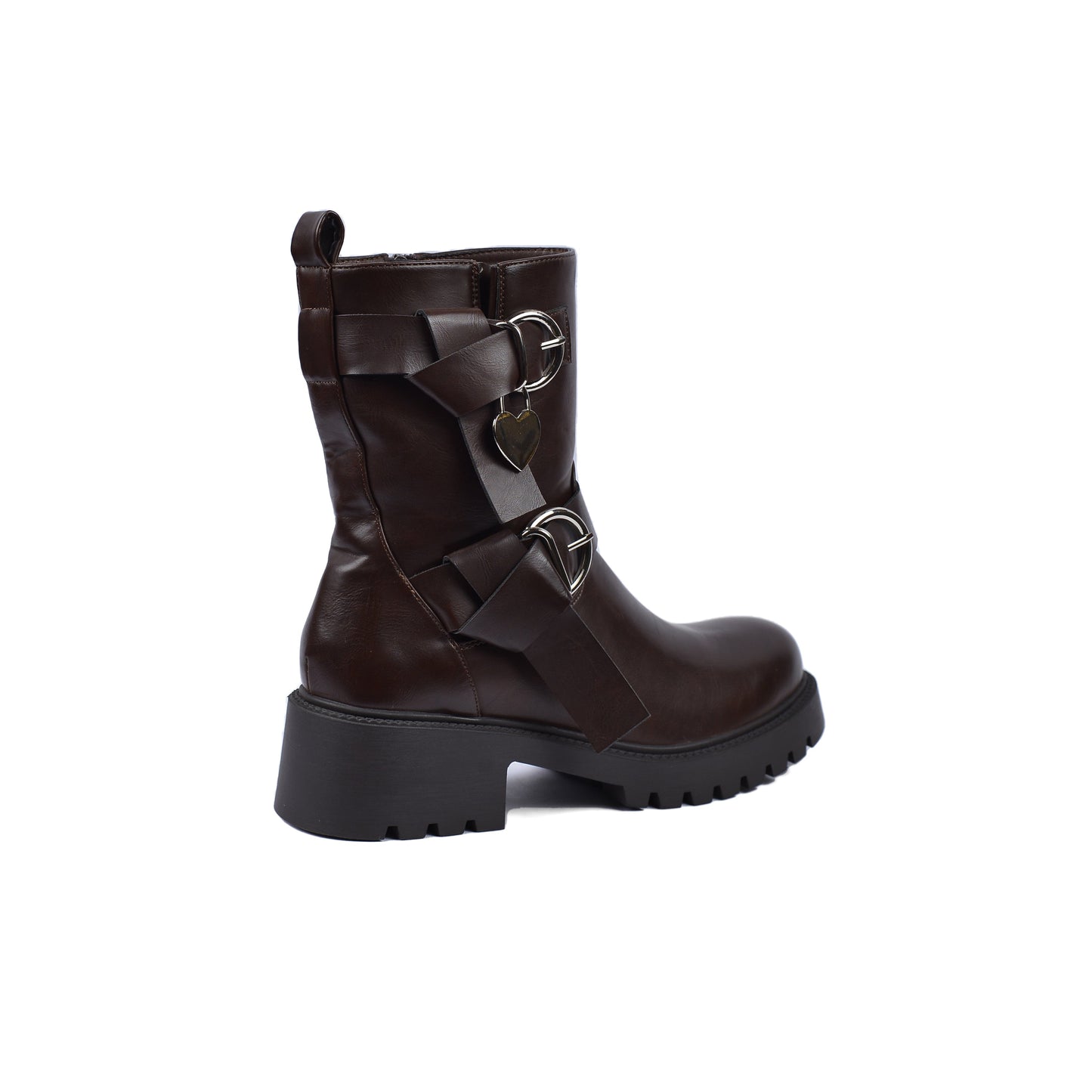 Orion Ringed Heeled Half Boots High Quality with Buckle Detail Woman 12500H022 Brown