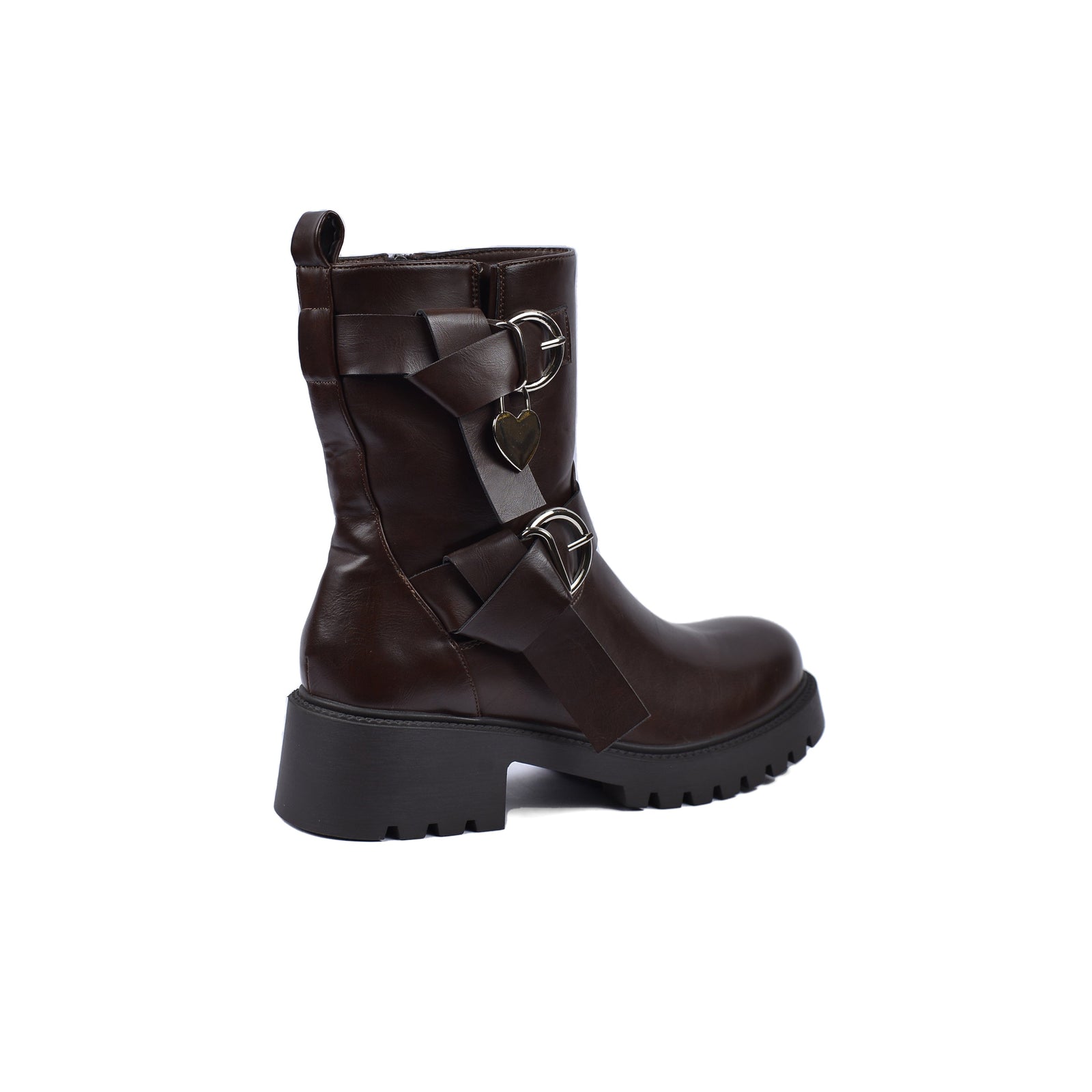 Orion Ringed Heeled Half Boots High Quality with Buckle Detail Woman 12500H022 Brown - 2