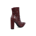Orion Ringed Heeled Half Boots High Quality Studded Woman 131026710 Burgundy - 2
