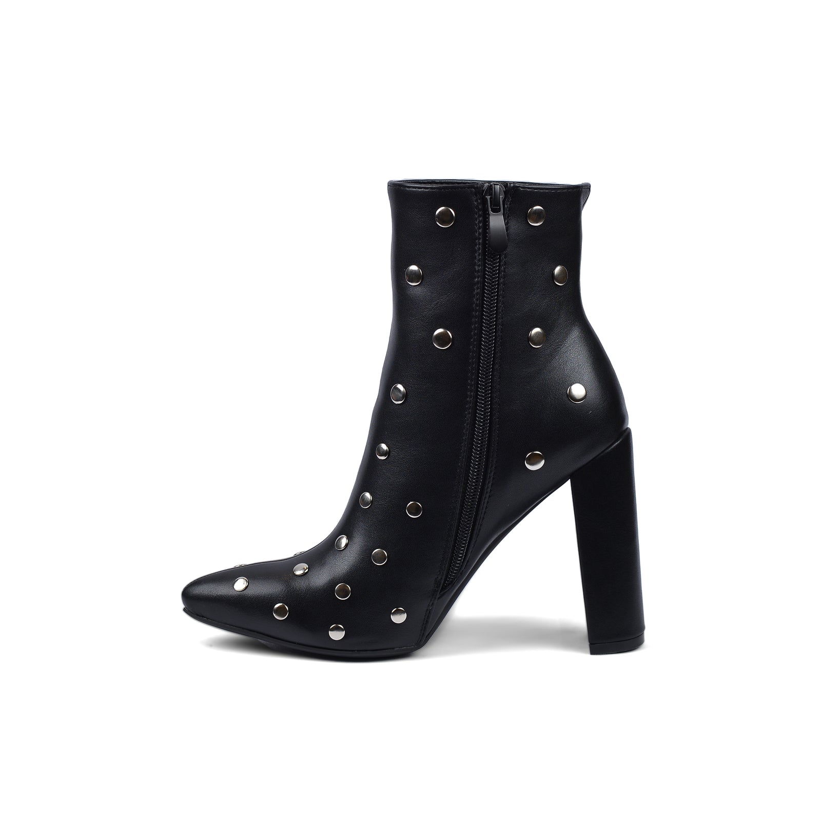 Orion Ringed Heeled Half Boots High Quality Studded Woman 131026710 Black - 3