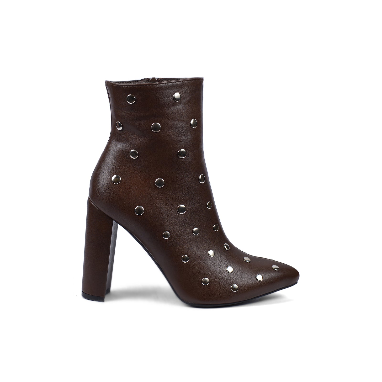 Orion Ringed Heeled Half Boots High Quality Studded Woman 131026710 Brown - 1