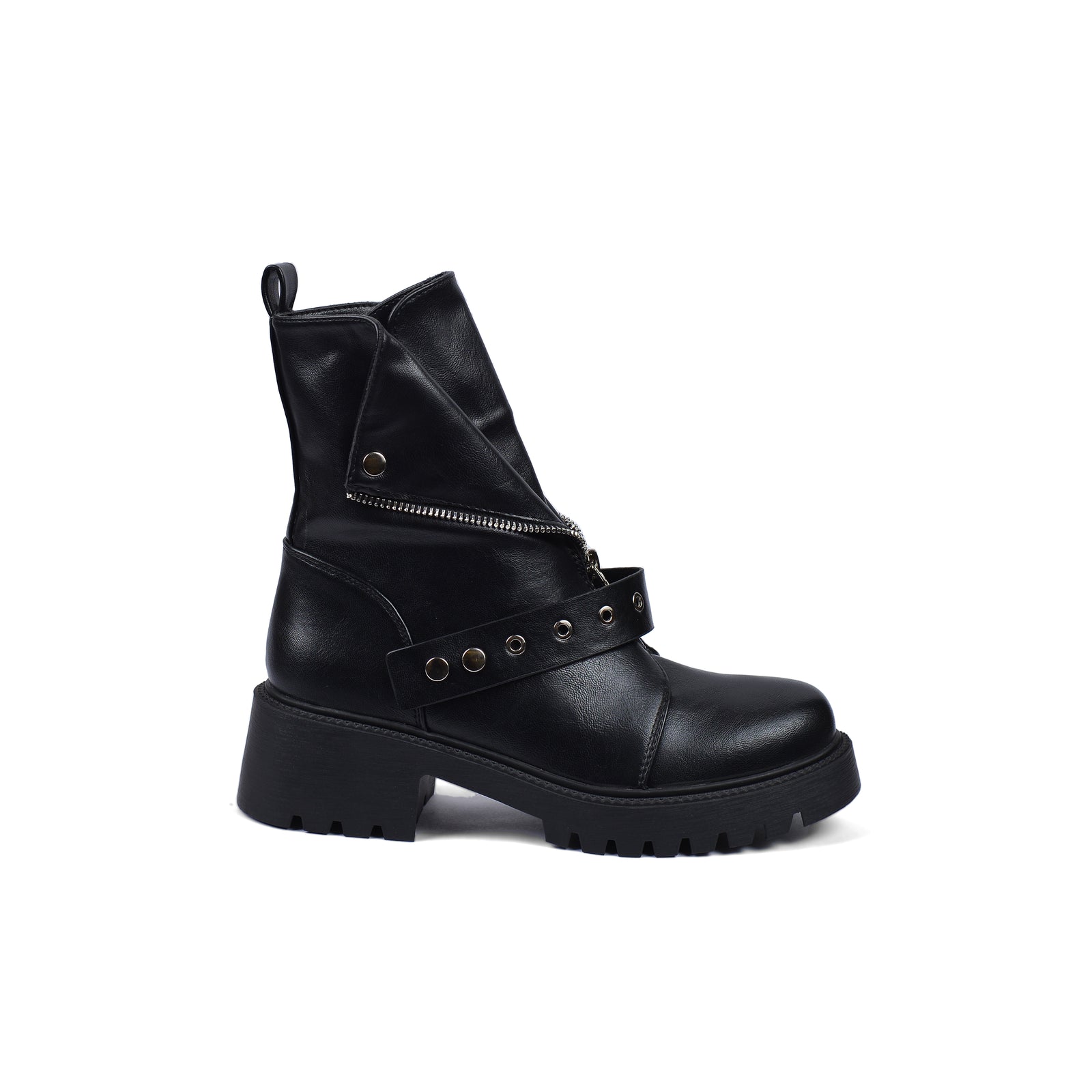 Orion Women's High Quality Half Boot with Zipper 125000H05 Black - 1