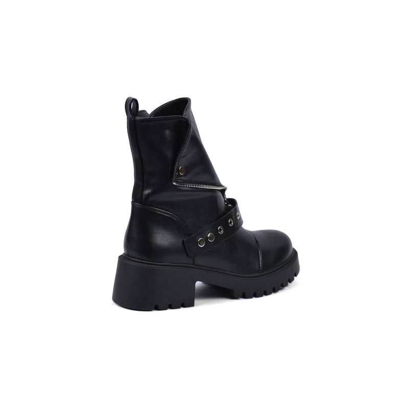 Orion Women's High Quality Half Boot with Zipper 125000H05 Black - 3