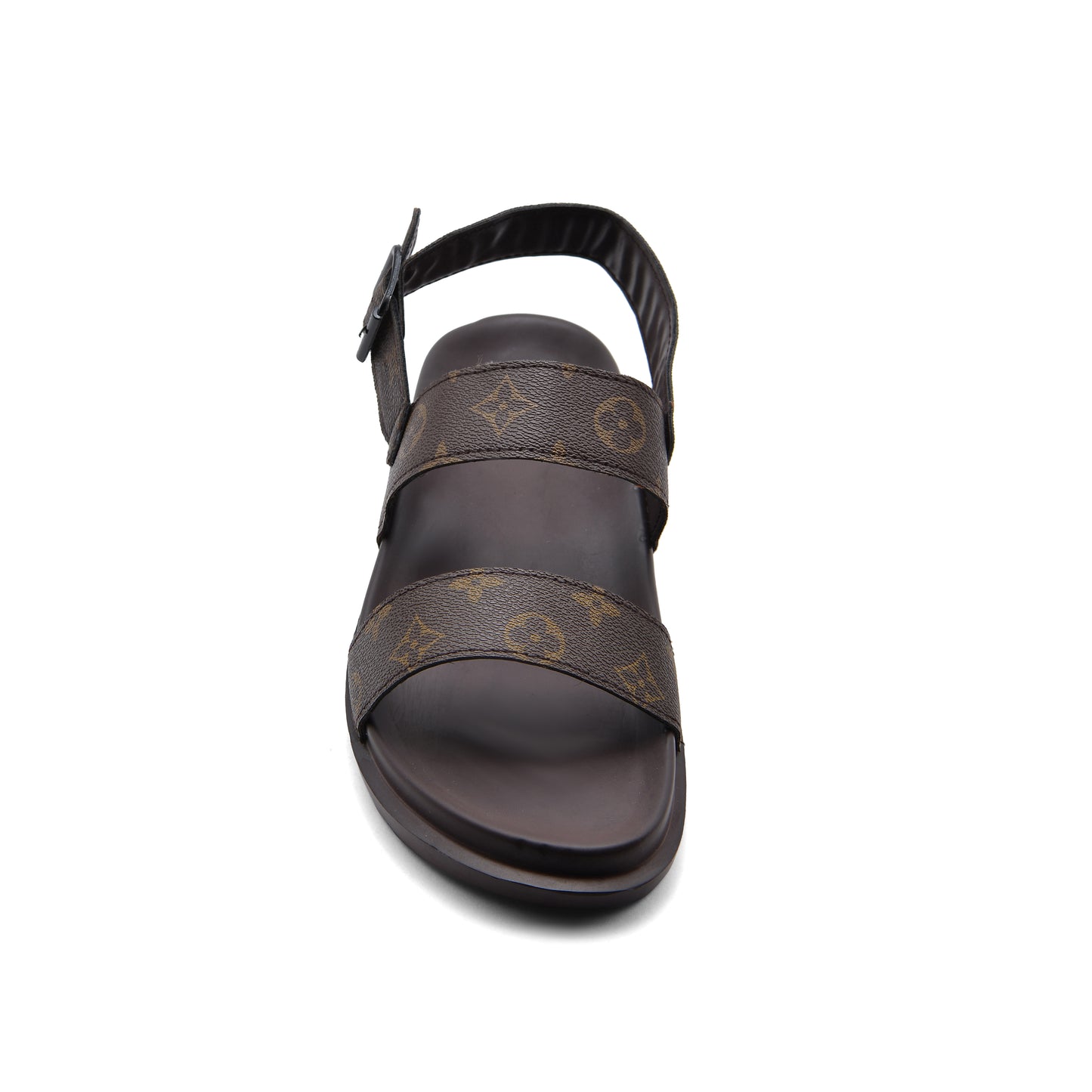 Louis Vuitton Slippers Man Monogram Leather Back Stra LV526 Brown