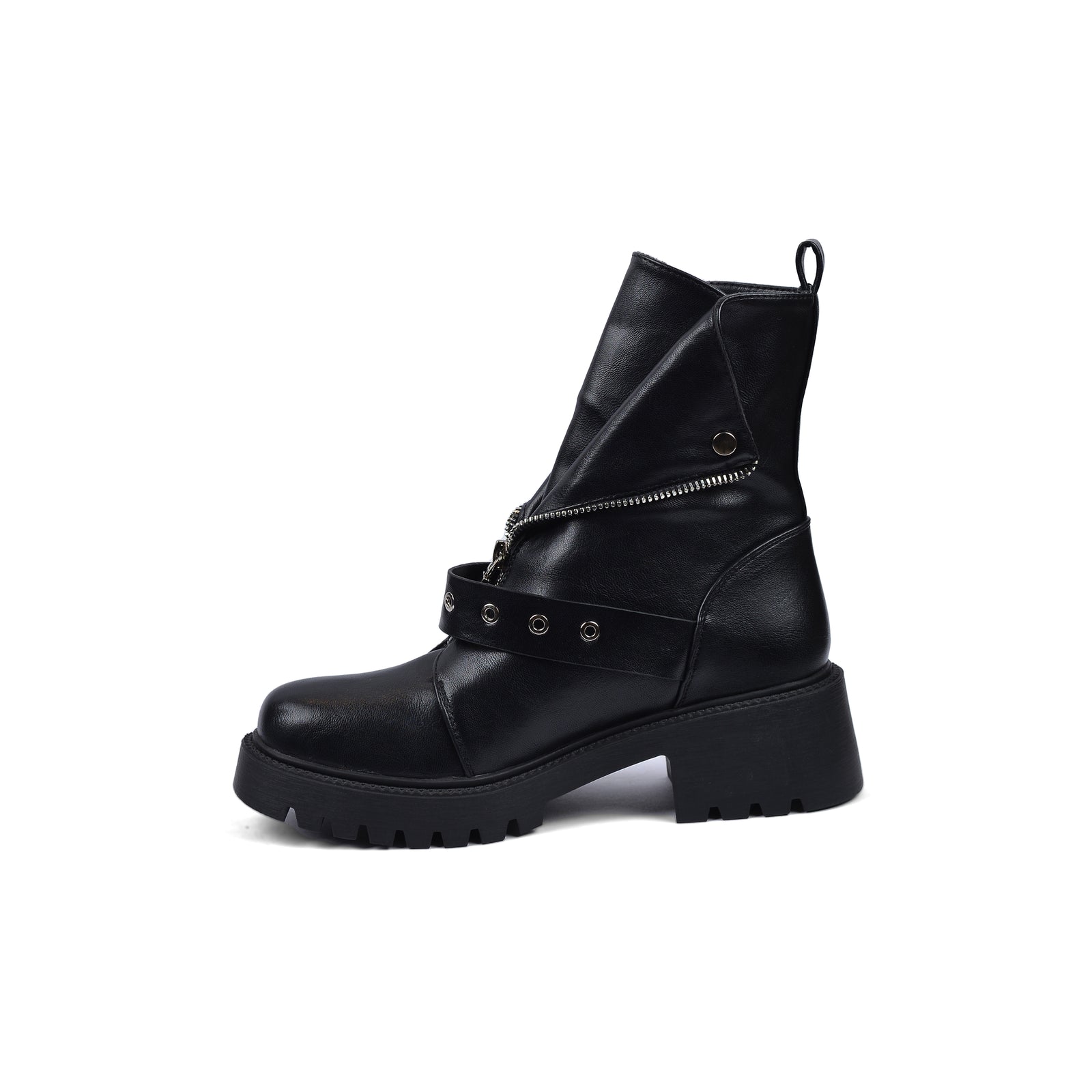 Orion Women's High Quality Half Boot with Zipper 125000H05 Black - 4