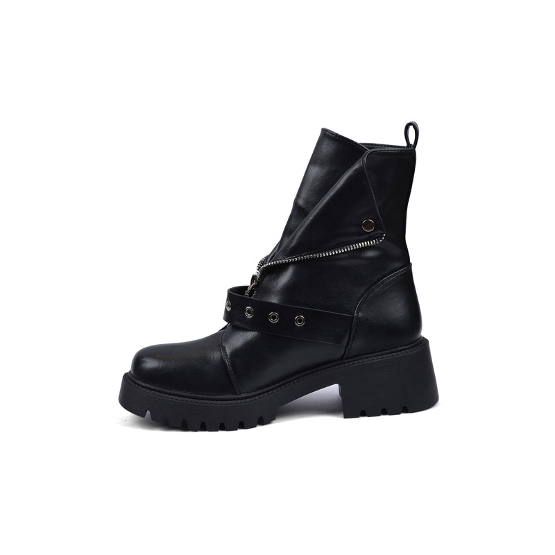 Orion Women's High Quality Half Boot with Zipper 125000H05 Black - 4