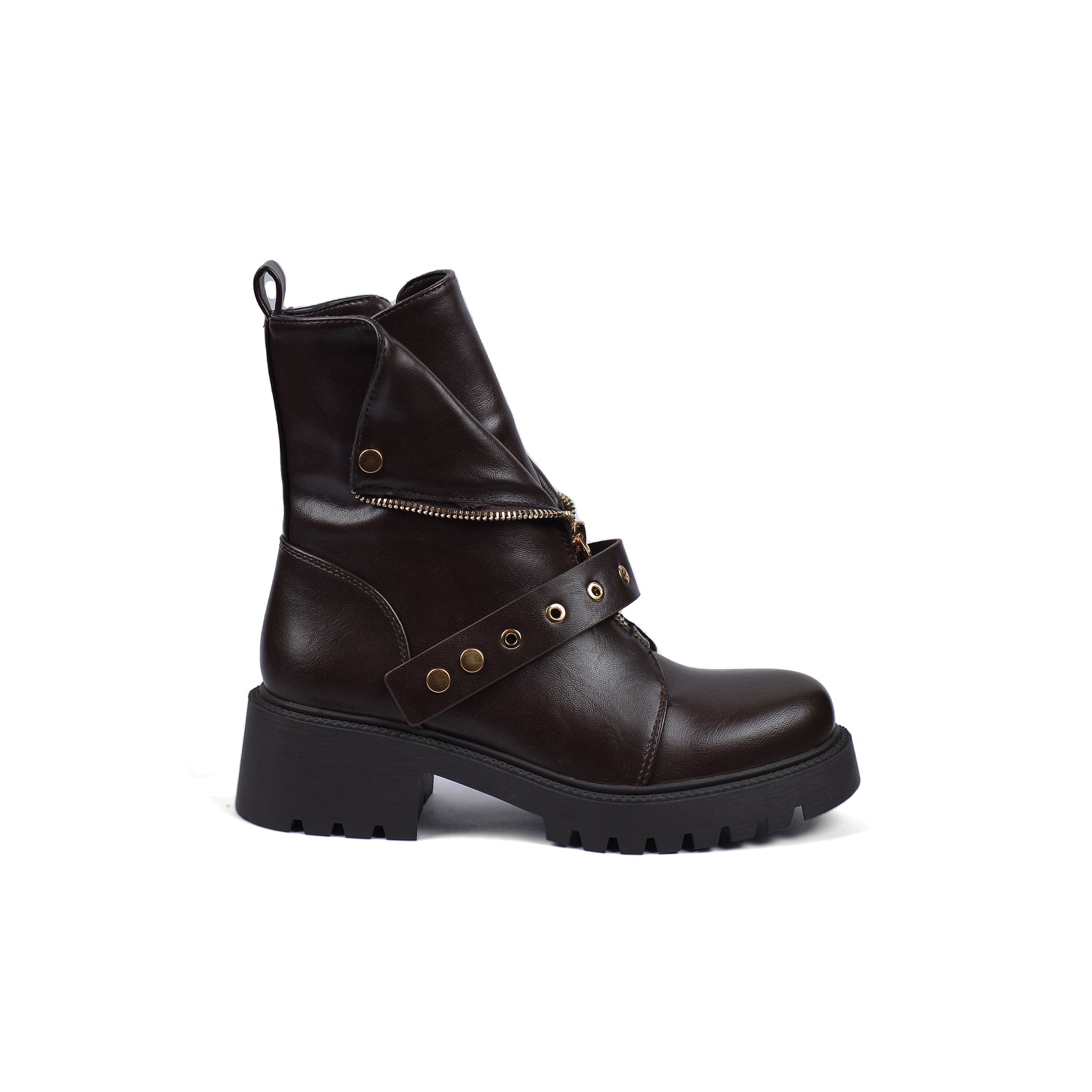 Orion Women's High Quality Half Boot with Zipper 125000H05 Brown - 1