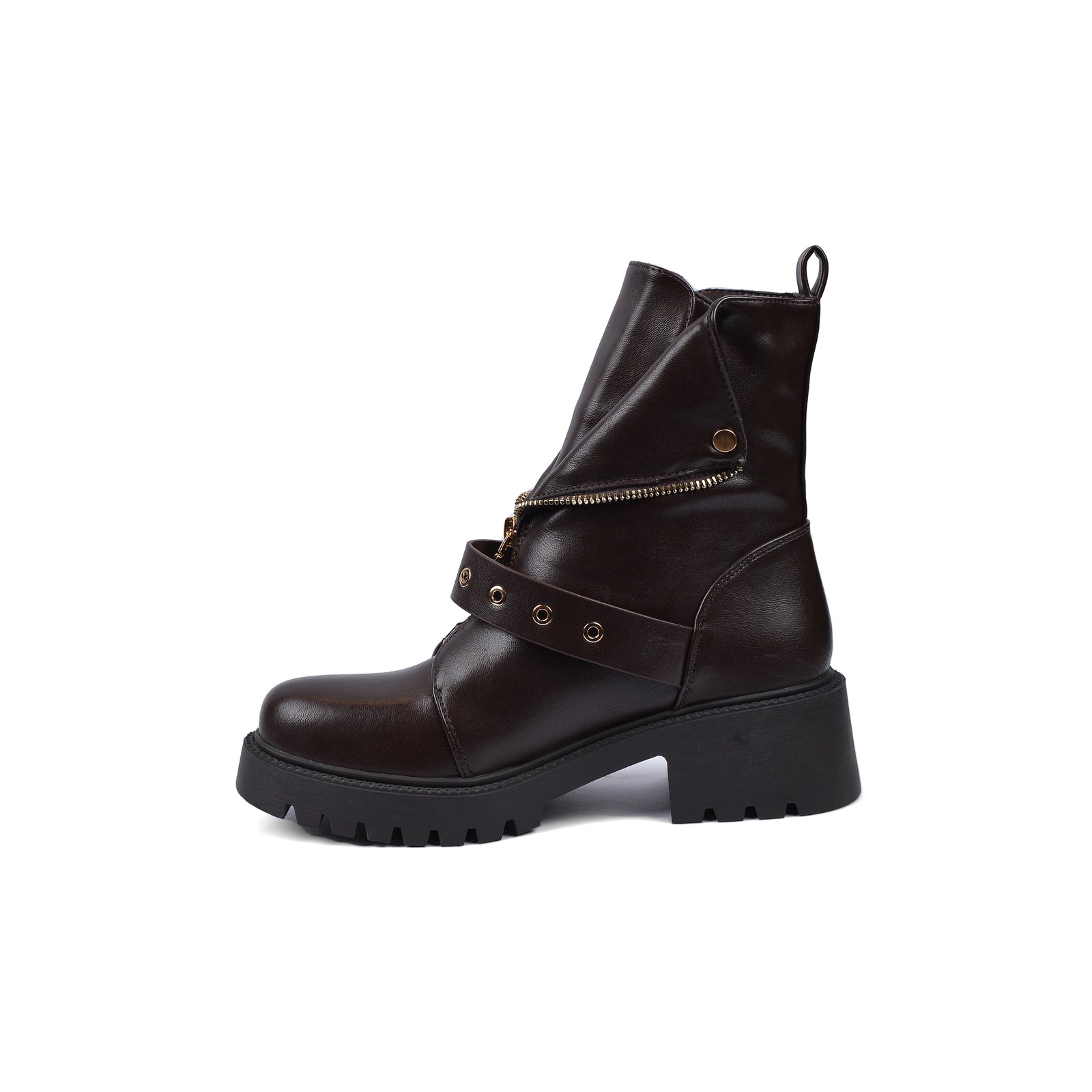 Orion Women's High Quality Half Boot with Zipper 125000H05 Brown - 4