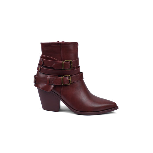 Orion Ringed Half Boots High Quality with Buckle Detail Woman 17726AH9 Burgundy
