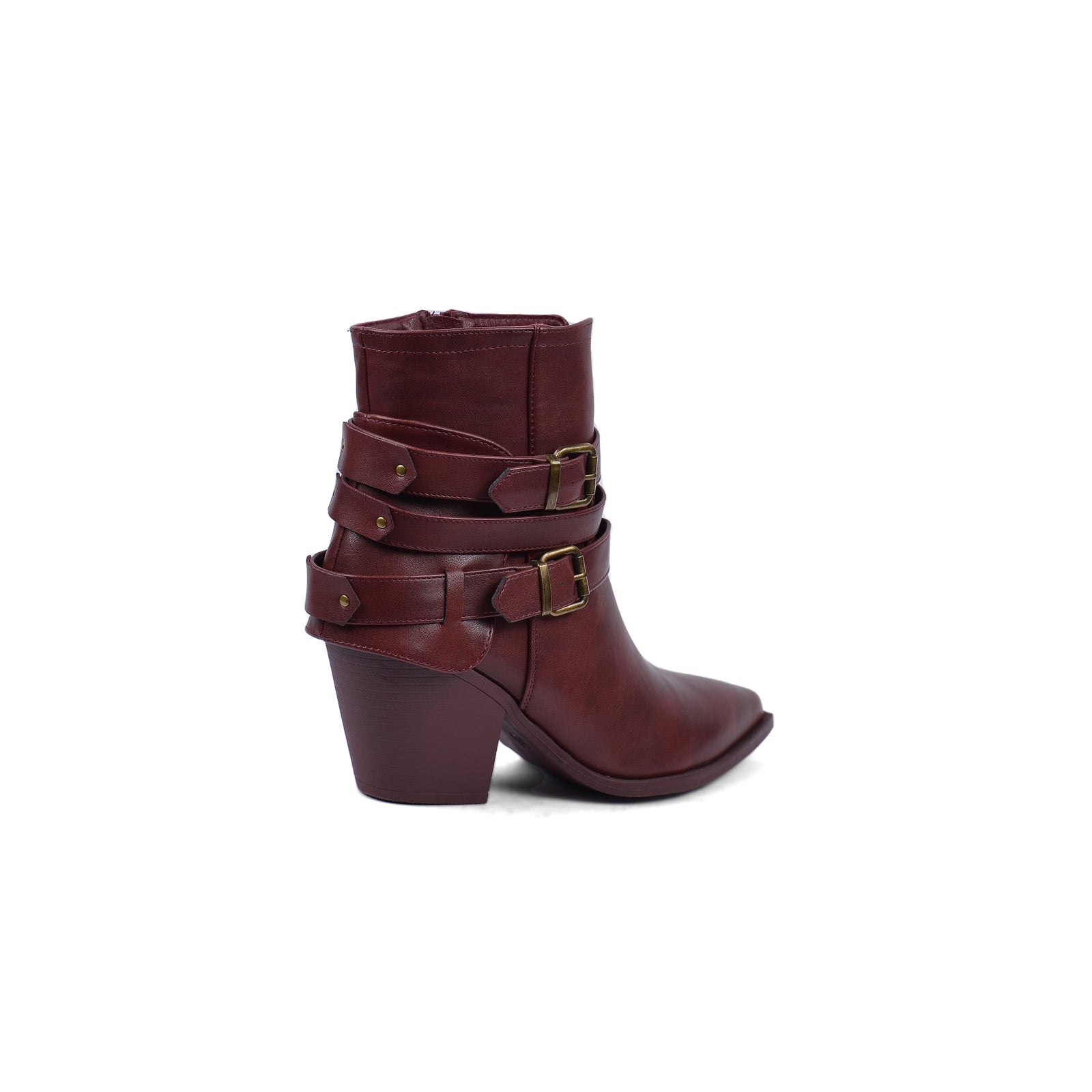 Orion Ringed Half Boots High Quality with Buckle Detail Woman 17726AH9 Burgundy - 2