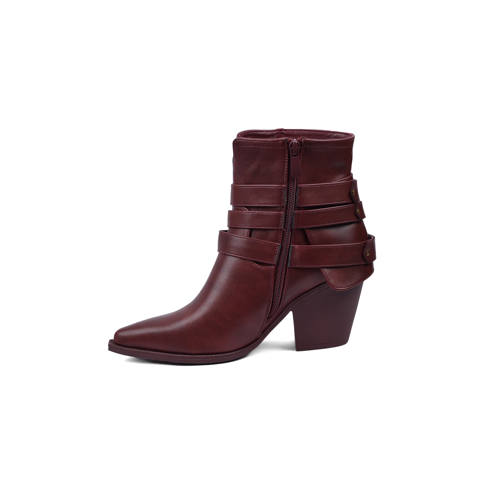 Orion Ringed Half Boots High Quality with Buckle Detail Woman 17726AH9 Burgundy - 3