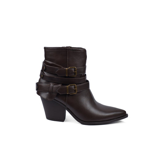 Orion Ringed Half Boots High Quality with Buckle Detail Woman 17726AH9 Coffee