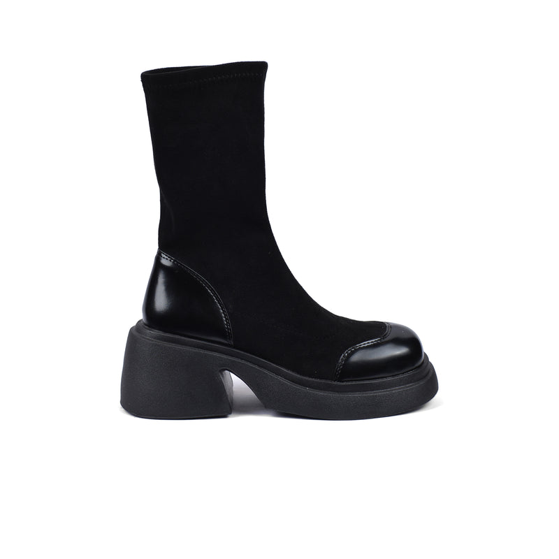Buy Twenty Eight Shoes High Quality Half Boots Platform Suede Stitched Skinny 8126 Black - 1