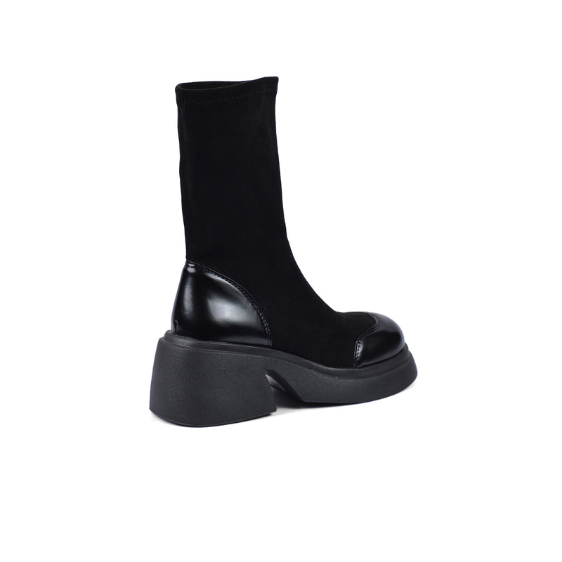 Buy Twenty Eight Shoes High Quality Half Boots Platform Suede Stitched Skinny 8126 Black - 2