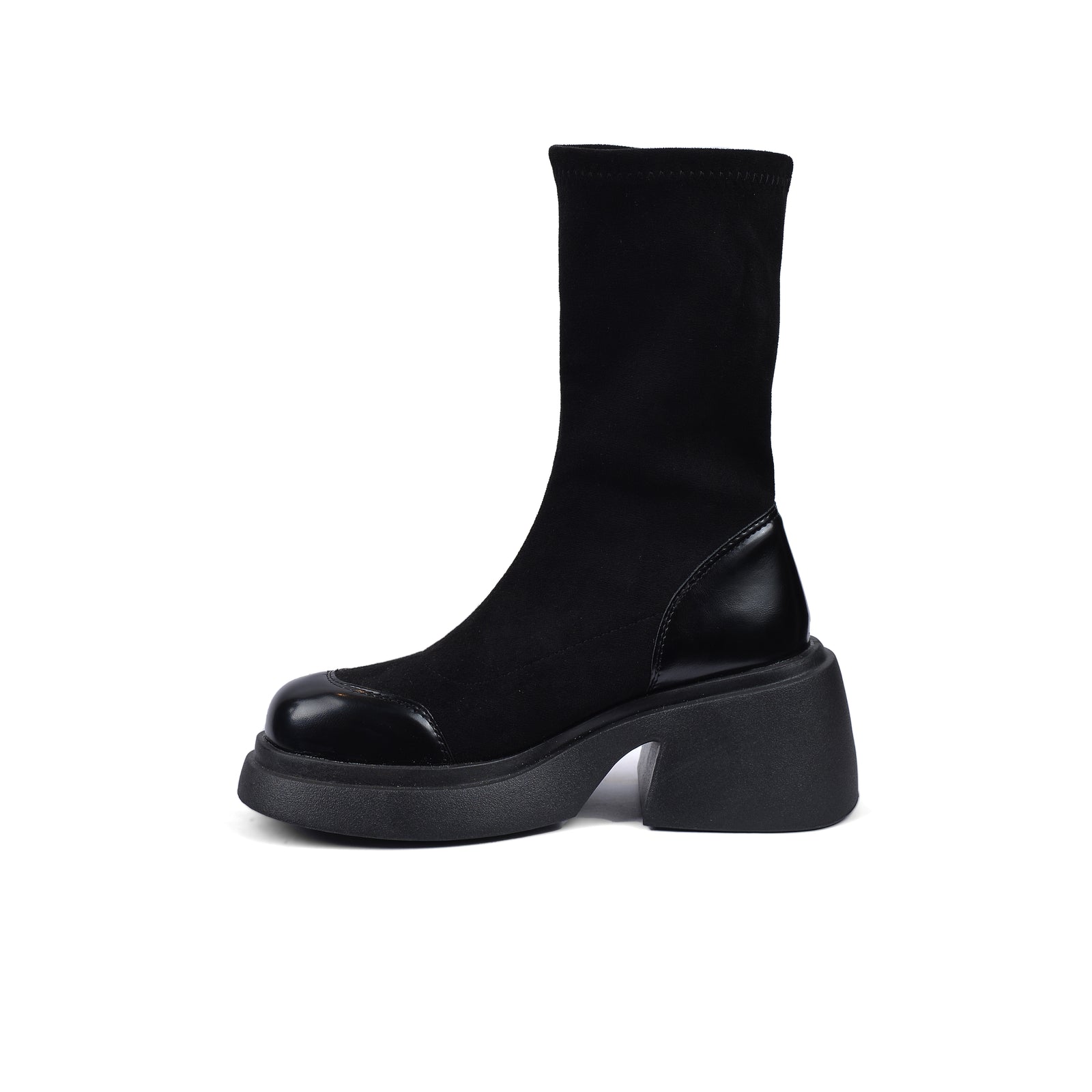 Buy Twenty Eight Shoes High Quality Half Boots Platform Suede Stitched Skinny 8126 Black - 3
