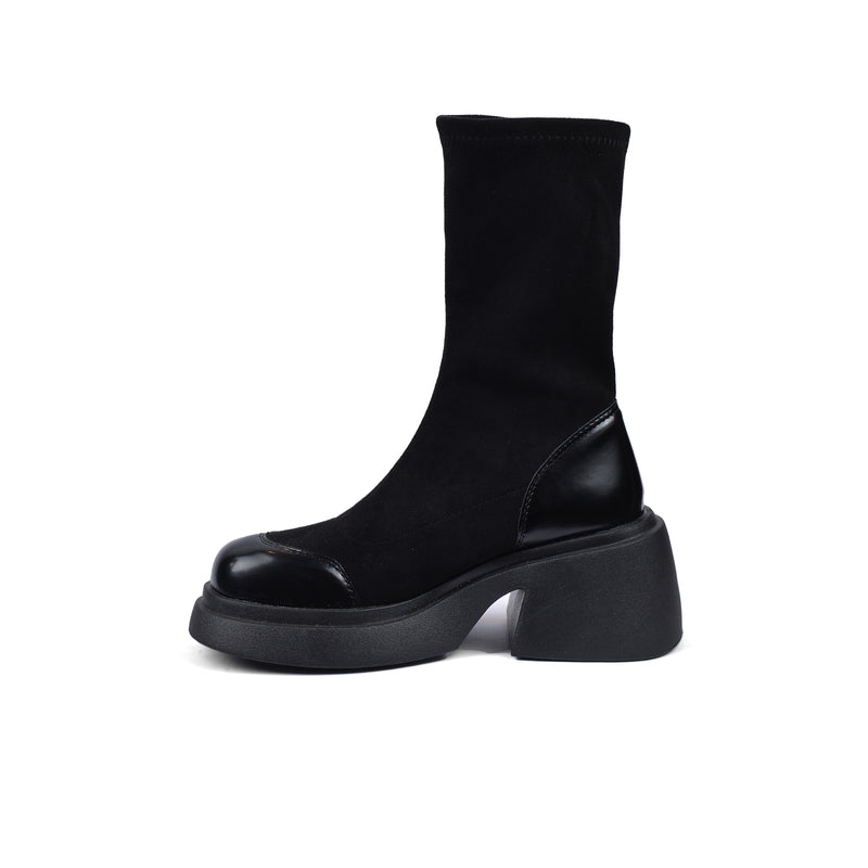 Buy Twenty Eight Shoes High Quality Half Boots Platform Suede Stitched Skinny 8126 Black - 3