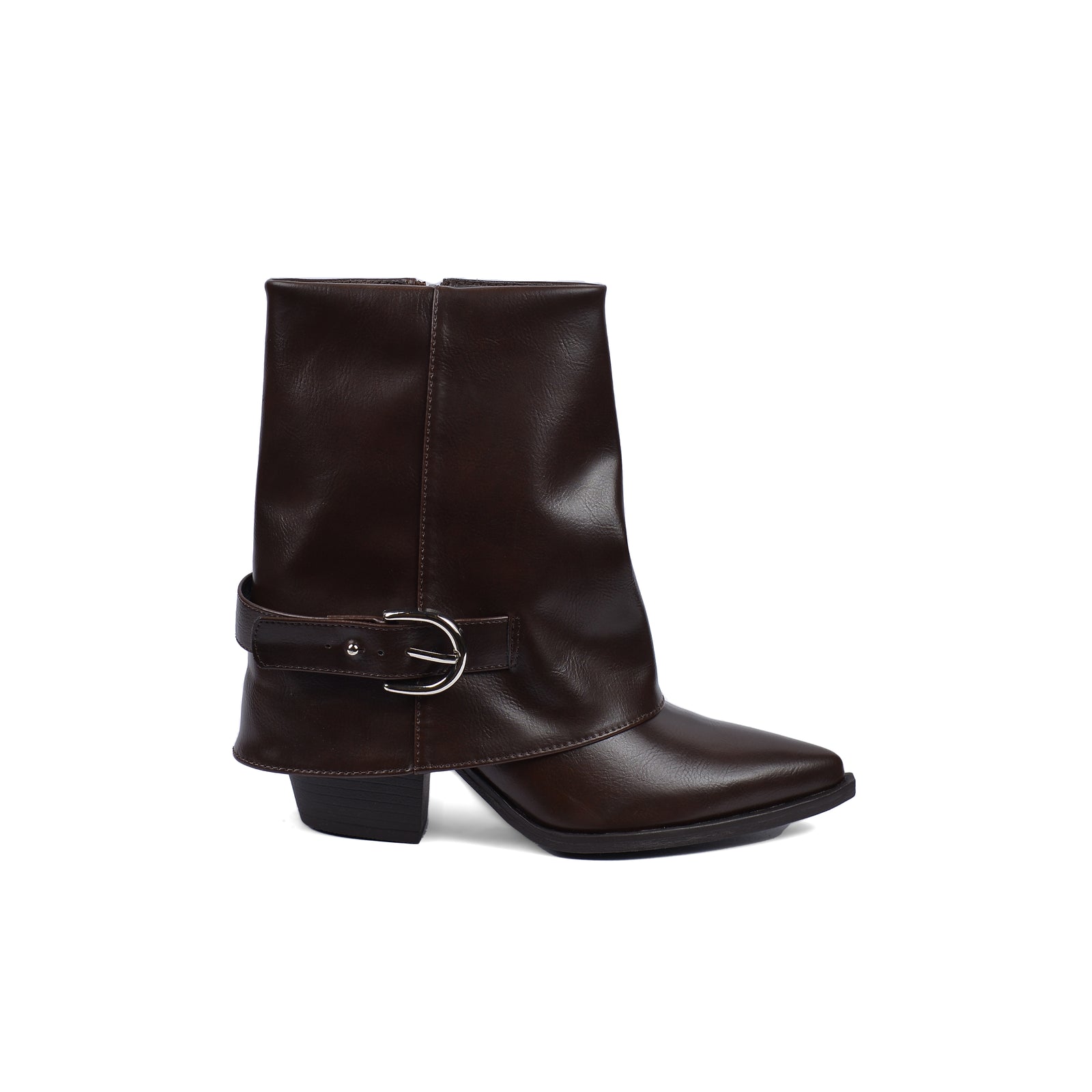 Dial Belt Heel Half Boots High Quality with Buckle Detail Woman 17726AH10 Coffee - 1