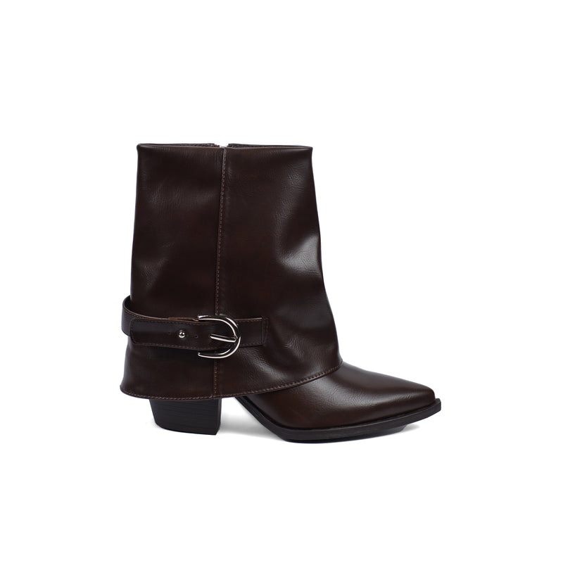 Dial Belt Heel Half Boots High Quality with Buckle Detail Woman 17726AH10 Coffee - 1