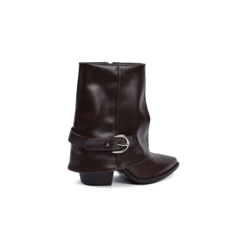 Dial Belt Heel Half Boots High Quality with Buckle Detail Woman 17726AH10 Coffee - 2