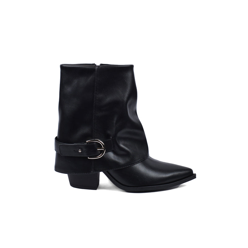 Dial Belt Heel Half Boots High Quality with Buckle Detail Woman 17726AH10 Black - 1