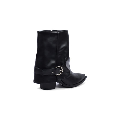 Dial Belt Heel Half Boots High Quality with Buckle Detail Woman 17726AH10 Black