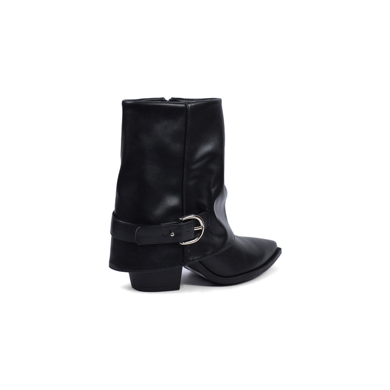 Dial Belt Heel Half Boots High Quality with Buckle Detail Woman 17726AH10 Black - 2