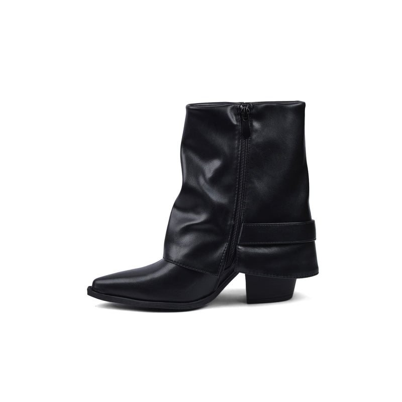 Dial Belt Heel Half Boots High Quality with Buckle Detail Woman 17726AH10 Black - 3