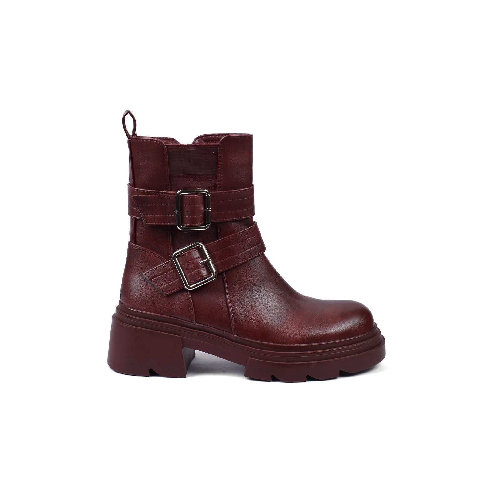 Atlas Buckle Combat Half Boots High Quality with Buckle Detail Woman 17726AH4 Maroon - 1