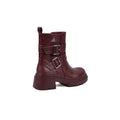 Atlas Buckle Combat Half Boots High Quality with Buckle Detail Woman 17726AH4 Maroon - 2