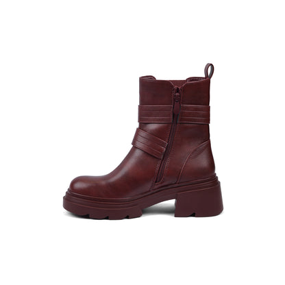 Atlas Buckle Combat Half Boots High Quality with Buckle Detail Woman 17726AH4 Maroon