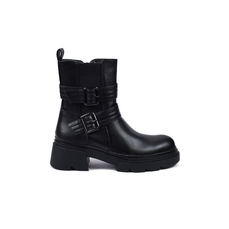 Atlas Buckle Combat Half Boots High Quality with Buckle Detail Woman 17726AH4 Black - 1