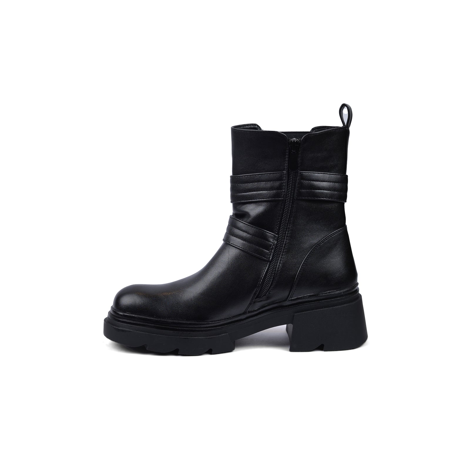 Atlas Buckle Combat Half Boots High Quality with Buckle Detail Woman 17726AH4 Black - 3