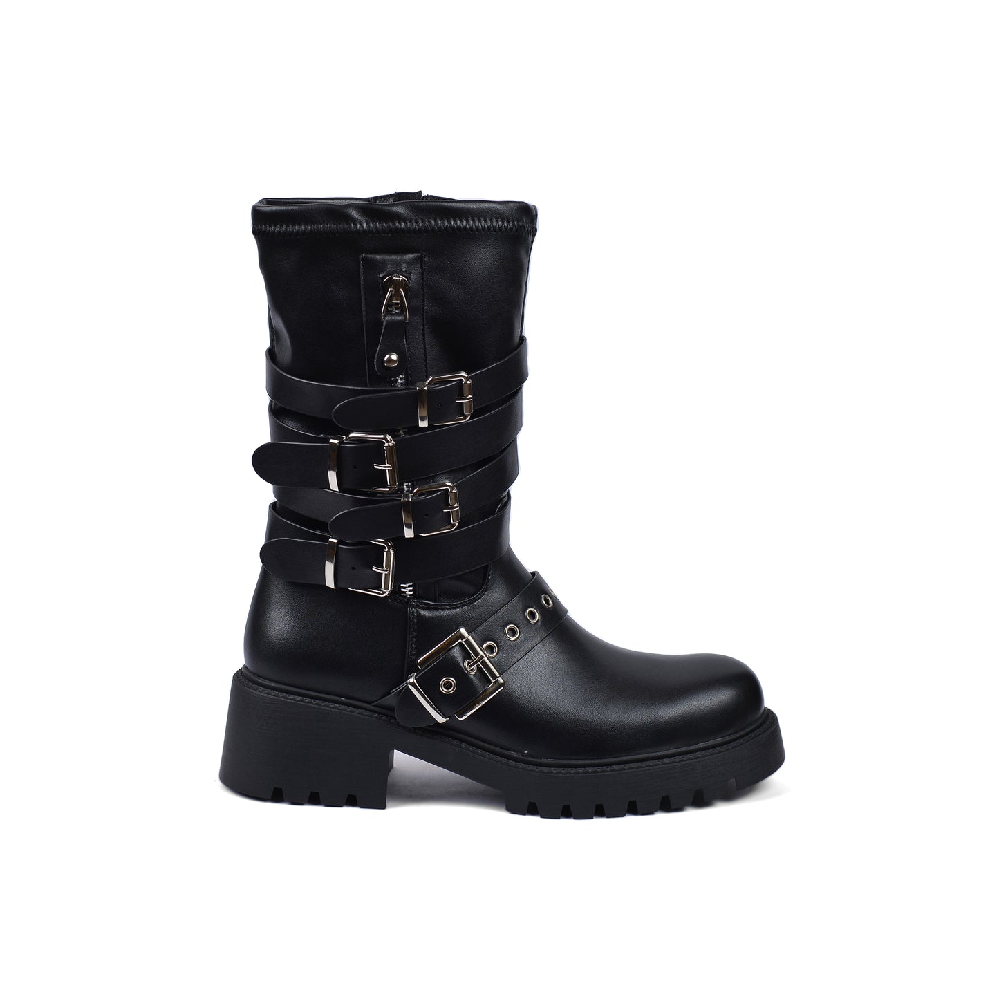 Atlas Buckle Combat Half Boots High Quality with Buckle Detail Woman 125000H07 Black