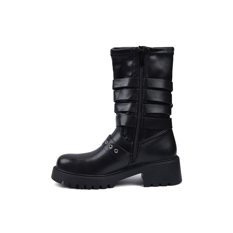 Atlas Buckle Combat Half Boots High Quality with Buckle Detail Woman 125000H07 Black - 3