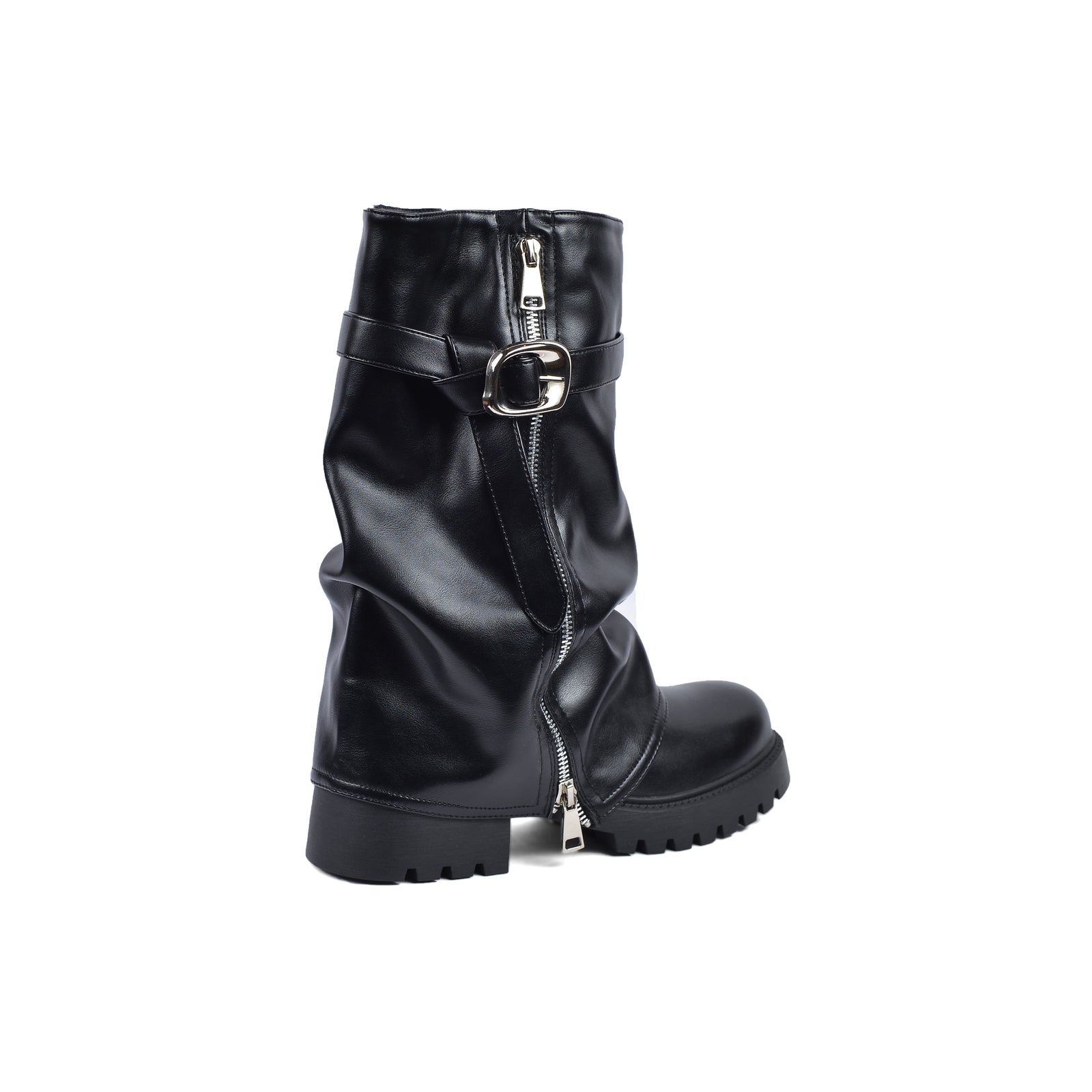 Dial Belt Heel Half Boots High Quality with Buckle Detail Woman 12500H027 Black - 2