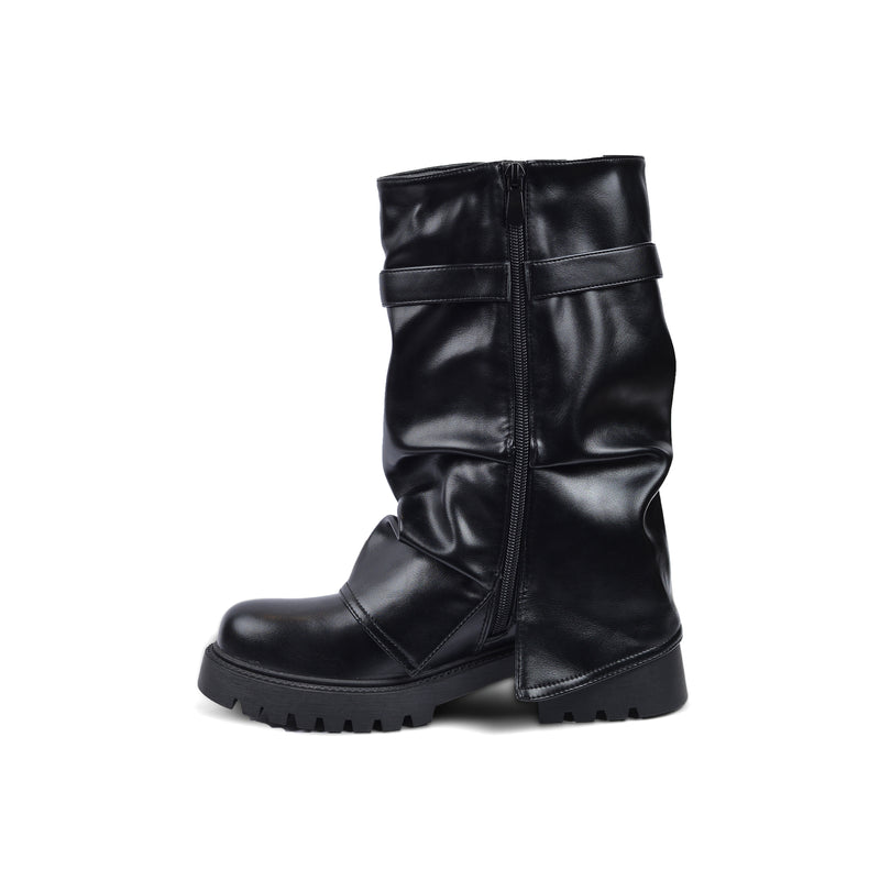 Dial Belt Heel Half Boots High Quality with Buckle Detail Woman 12500H027 Black - 3