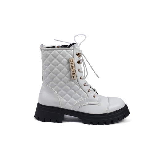Chanel Half Boots High Quality Zipper and drawstring Woman TN-146 White