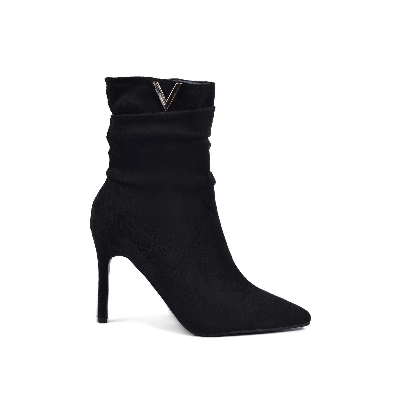 Valentino Half Boots High Quality Suede  Equipped with and zipper Woman TN-145 Black - 1