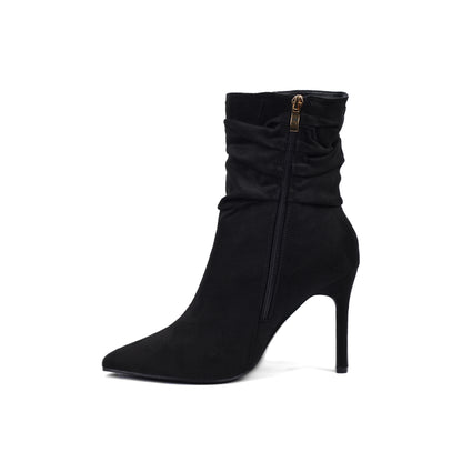 Valentino Half Boots High Quality Suede  Equipped with and zipper Woman TN-145 Black
