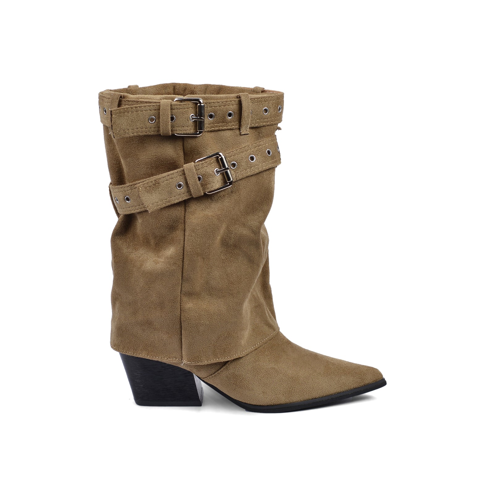 Dial Belt Heel Half Boots High Quality with Buckle Detail Woman DA07 Beige - 1