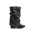 Dial Belt Heel Half Boots High Quality with Buckle Detail Woman DA07 Brown - 2
