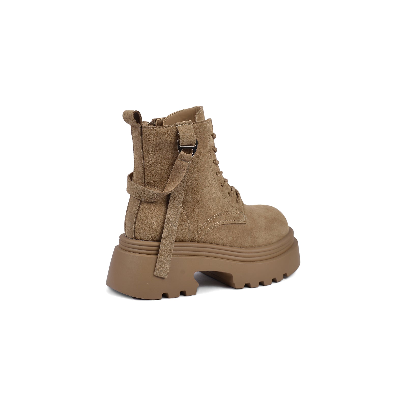 Dial Belt Heel Half Boots High Quality Suede Woman M170 Khaki - 2