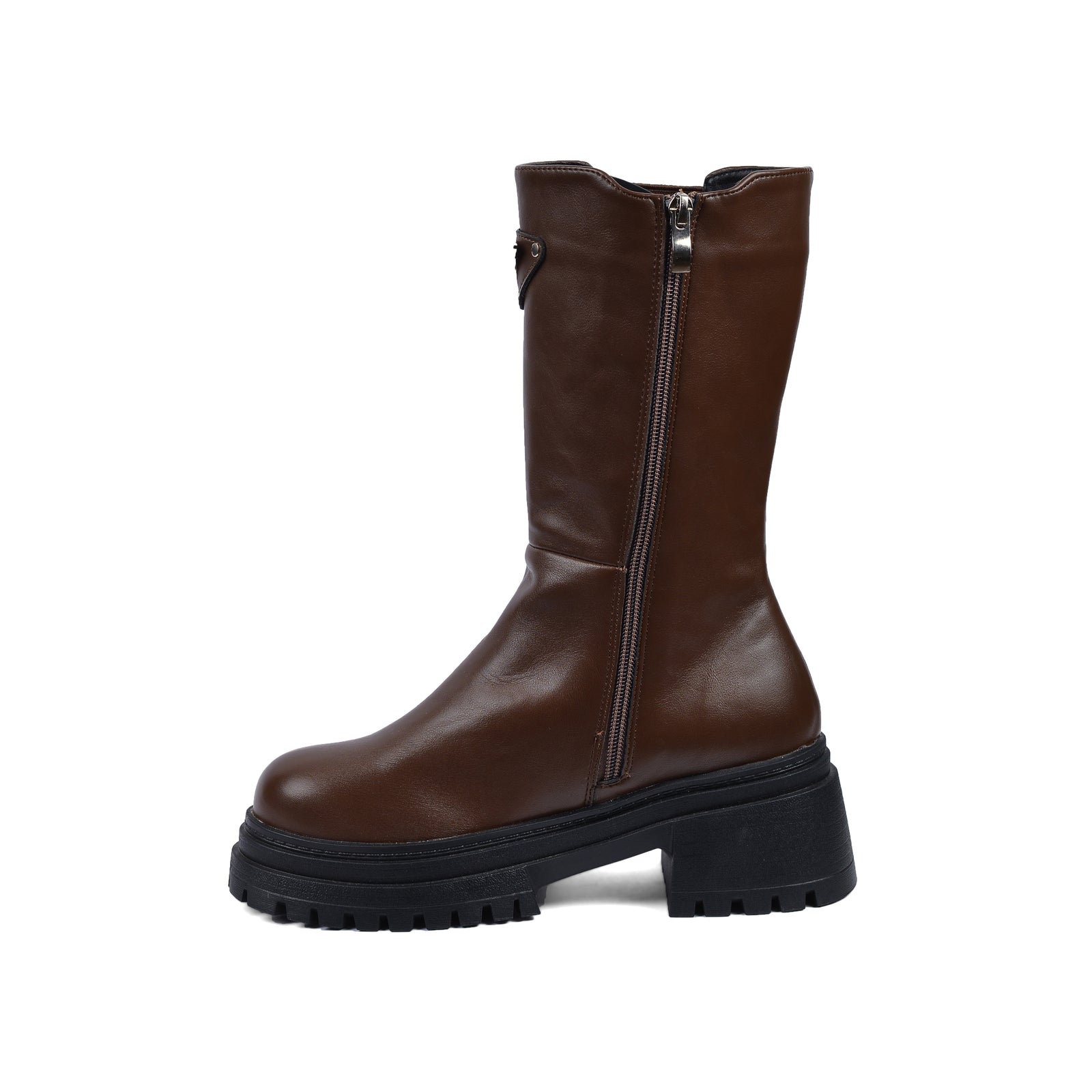 Prada Half Boots High Quality With a zipper Woman TN-147 Coffee - 3