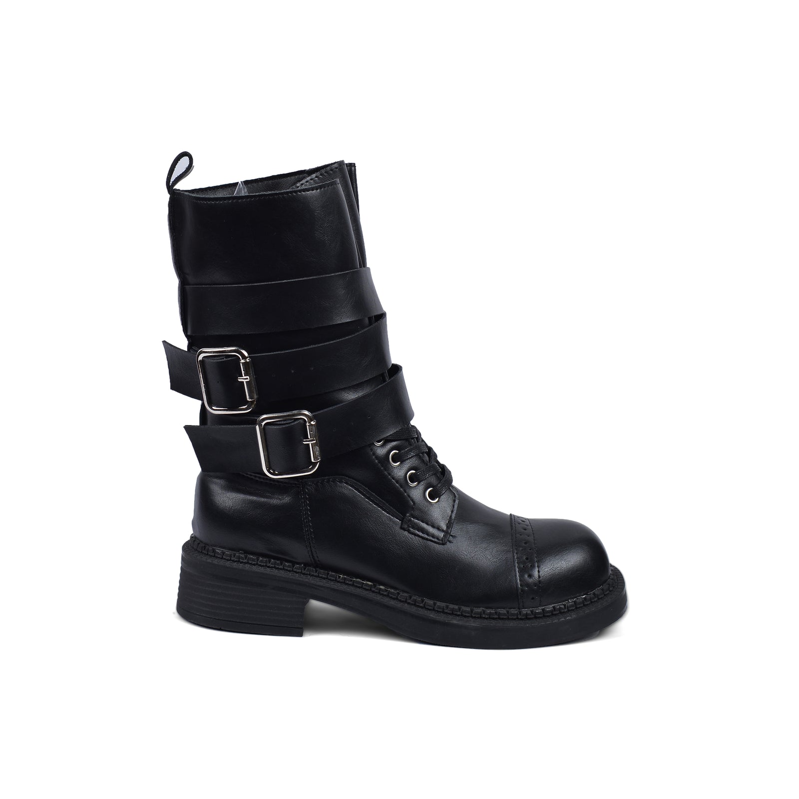 Half Boots High Quality with Buckle Detail belt Woman L101 Black - 1