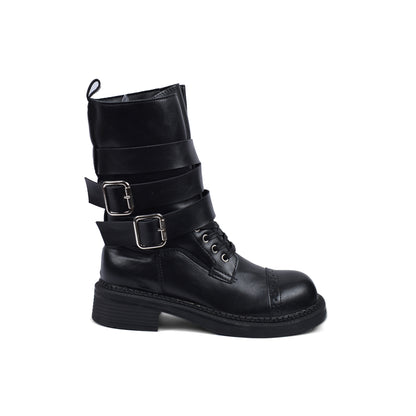 Half Boots High Quality with Buckle Detail belt Woman L101 Black