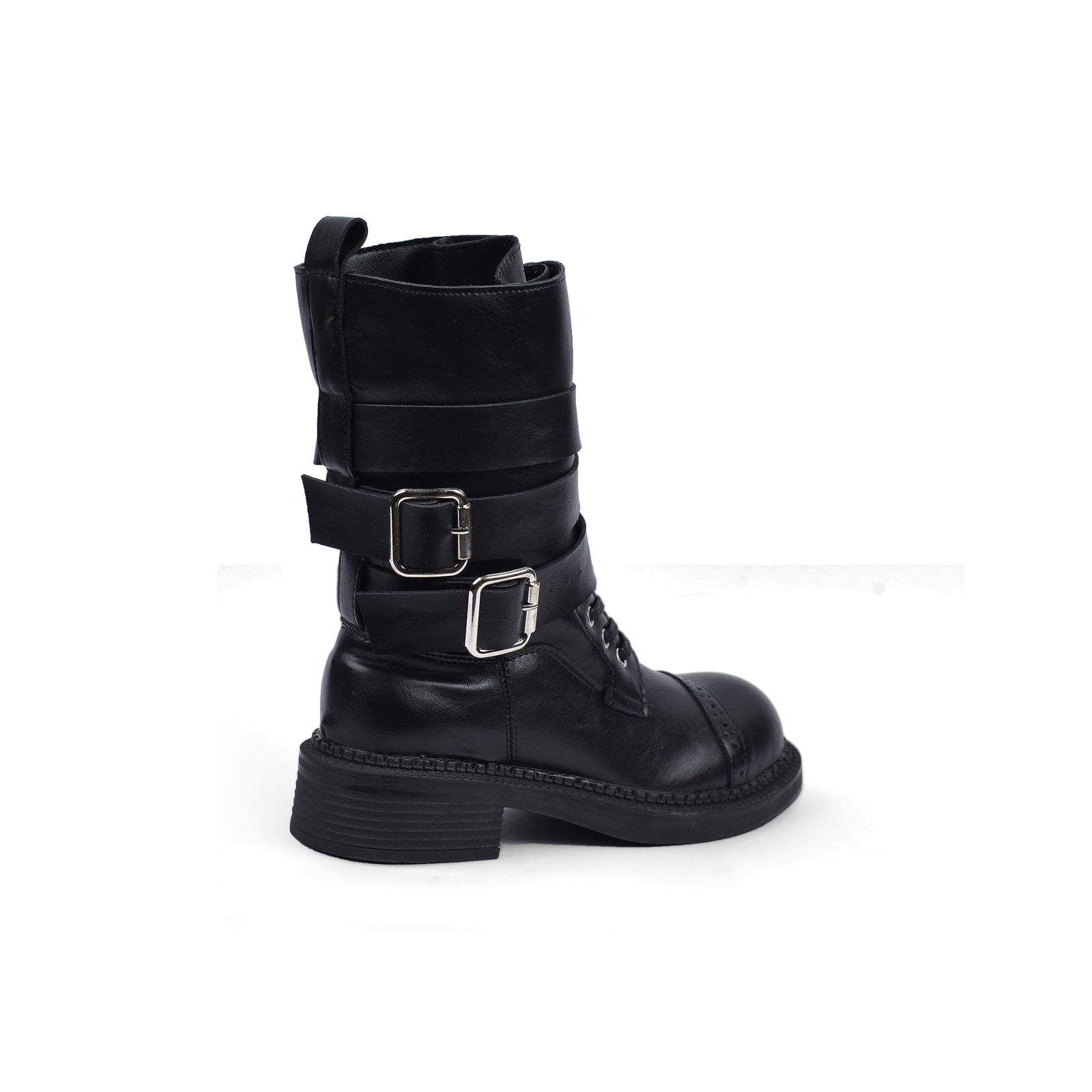 Half Boots High Quality with Buckle Detail belt Woman L101 Black - 2