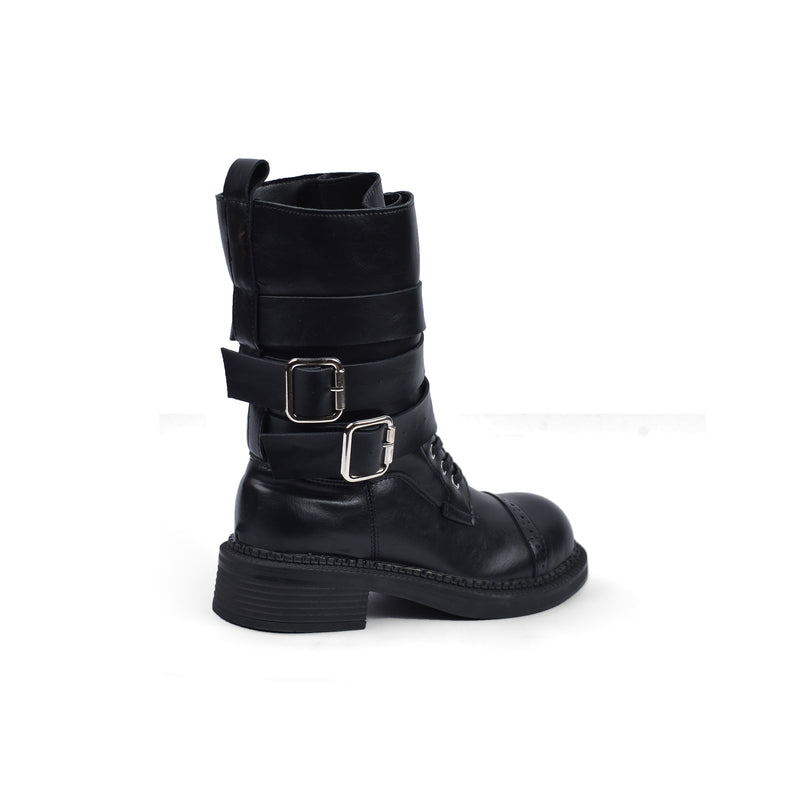 Half Boots High Quality with Buckle Detail belt Woman L101 Black - 2