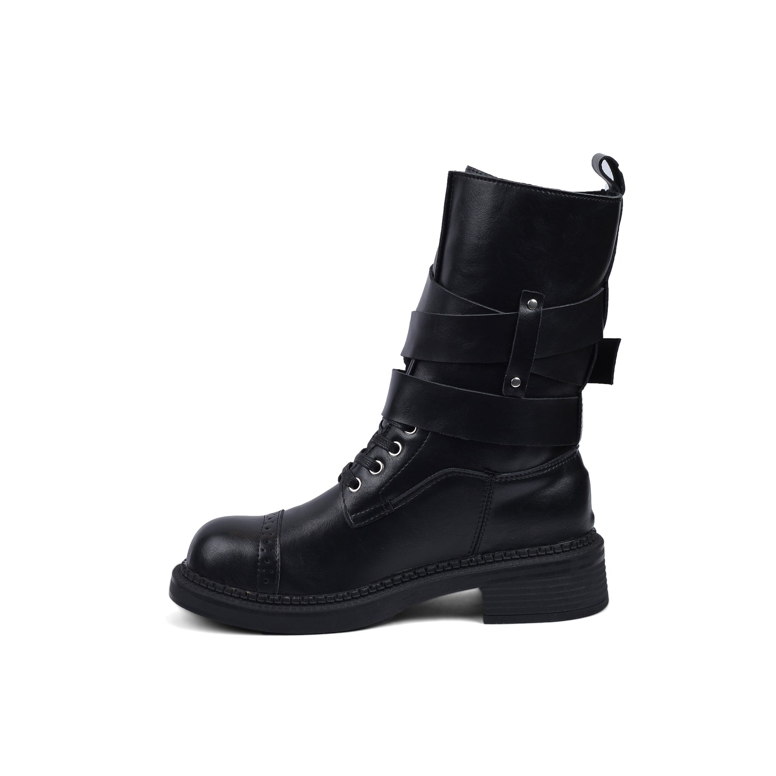 Half Boots High Quality with Buckle Detail belt Woman L101 Black - 3