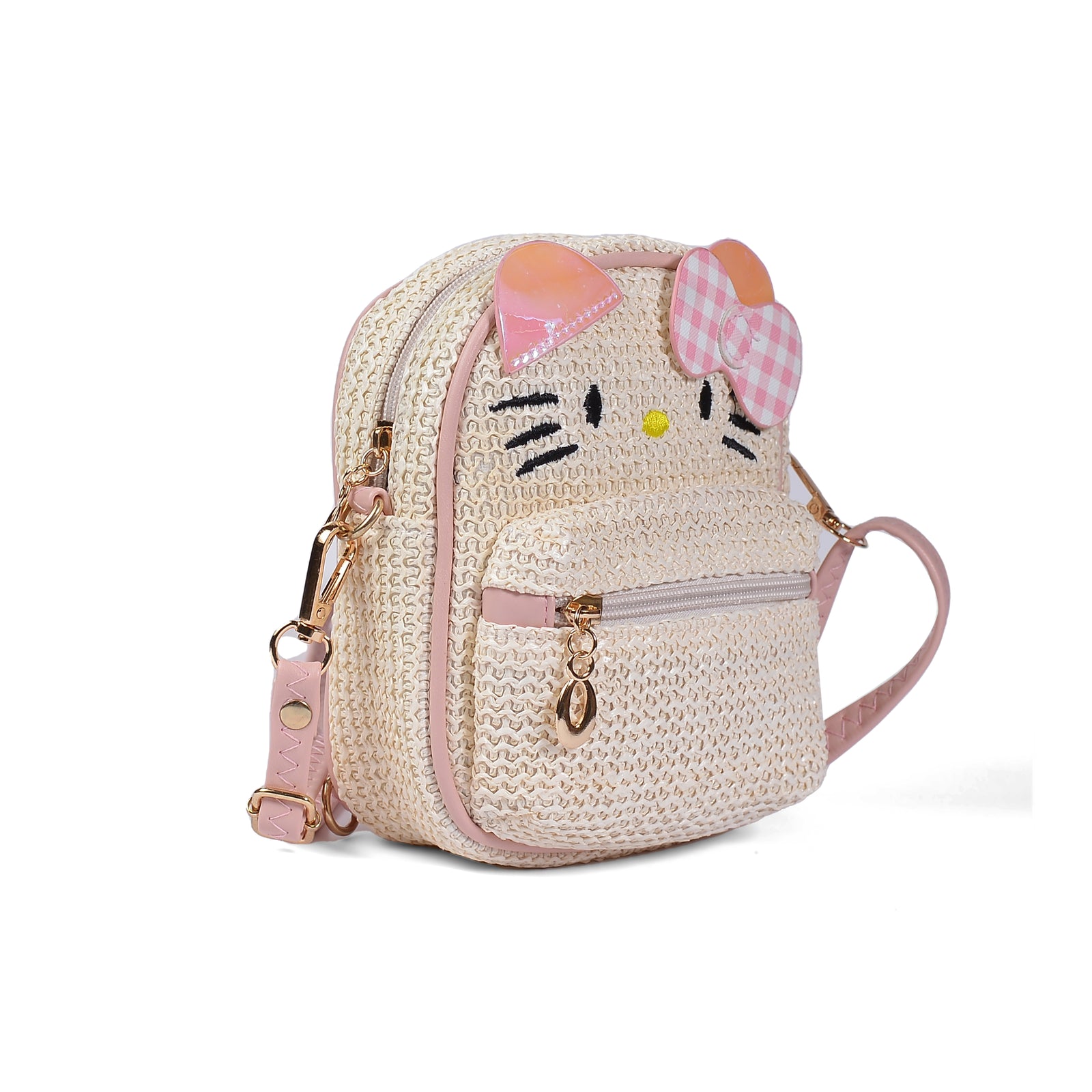 Cute Kitty Girls Small Backpack 0087 Khaki - 2