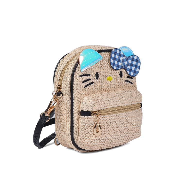 Cute Kitty Girls Small Backpack 0087 Beige - 2